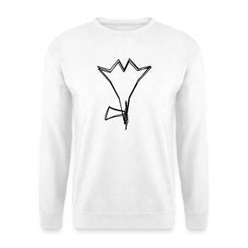 Enzian handgezeichnet - Unisex Pullover - Weiß - Vorne - Alina (178cm) & Michal (187cm)