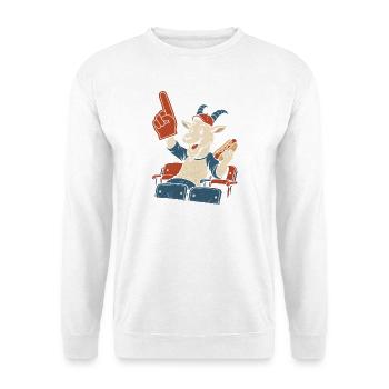 Baseball Fan Ziege Schaumstofffinger Tribüne - Unisex Pullover - Weiß - Vorne - Alina (178cm) & Michal (187cm)