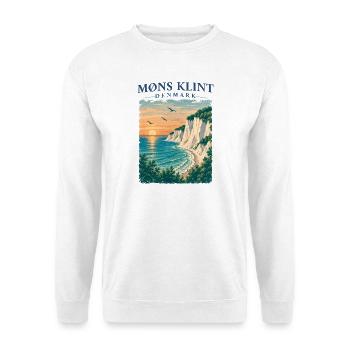 Møns Klint Dänemark Kreidefelsen Ostsee Retro - Unisex Pullover - Weiß - Vorne - Alina (178cm) & Michal (187cm)