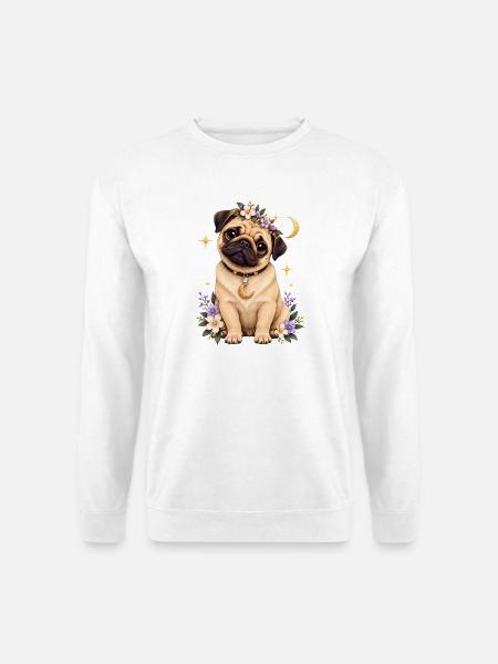 Mops Hund süßer Mops niedlicher Mops - Unisex Pullover - Weiß