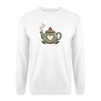 Tee und Zitrone – Teekanne - Unisex Pullover - Weiß - Vorne - Alina (178cm) & Michal (187cm)
