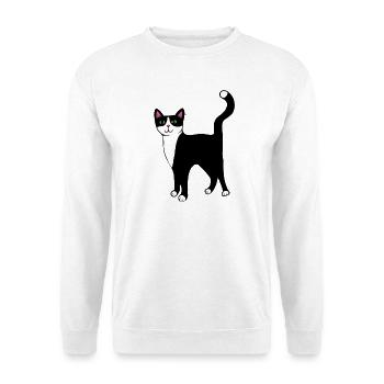 Mitternachtskatzen-Peek-Porträt - Unisex Pullover - Weiß - Vorne - Alina (178cm) & Michal (187cm)