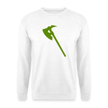 Grüne Axt Silhouette - Unisex Pullover - Weiß - Vorne - Alina (178cm) & Michal (187cm)