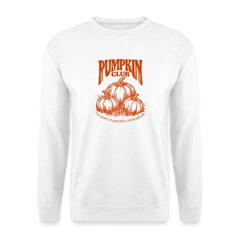Pumpkin Club – Kürbis Herbst Vintage Design - Unisex Pullover - Weiß - Vorne - Alina (178cm) & Michal (187cm)