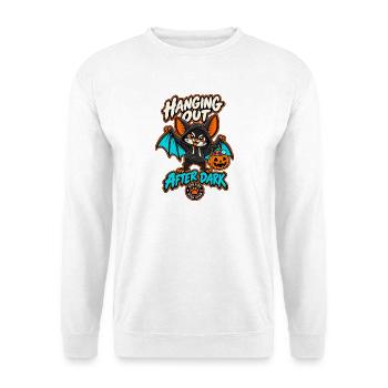 RobVibe Wildclub – Halloween-Fledermaus - Unisex Pullover - Weiß - Vorne - Alina (178cm) & Michal (187cm)