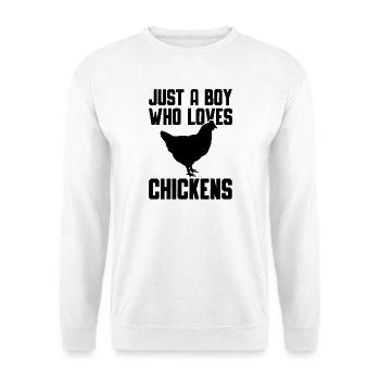 Huhn Liebhaber Statement - Unisex Pullover - Weiß - Vorne - Alina (178cm) & Michal (187cm)