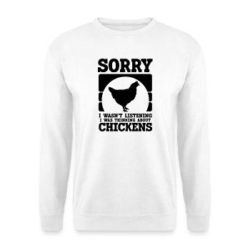 Huhn Spruch Humor - Unisex Pullover - Weiß - Vorne - Alina (178cm) & Michal (187cm)
