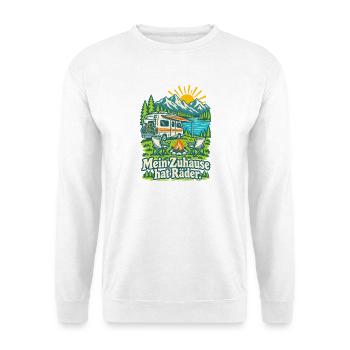 Mein Zuhause hat Räder Wohnmobil - Unisex Pullover - Weiß - Vorne - Alina (178cm) & Michal (187cm)