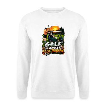 Golf ist Therapie – kein Hobby - Unisex Pullover - Weiß - Vorne - Alina (178cm) & Michal (187cm)