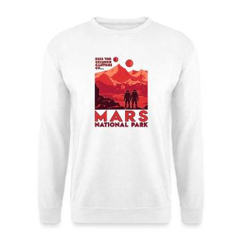 Mars-Nationalpark mit roter Berglandschaft - Unisex Pullover - Weiß - Vorne - Alina (178cm) & Michal (187cm)