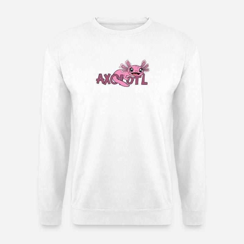 Fröhlicher Axolotl Schriftzug - Unisex Pullover - Weiß