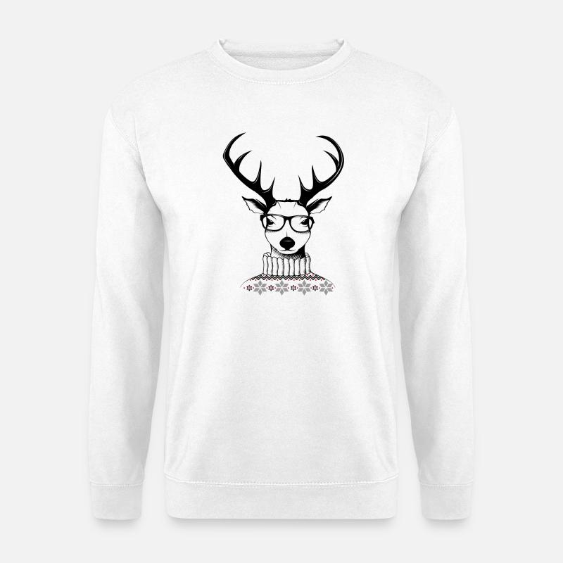 Hipster deer - Unisex Sweatshirt - white