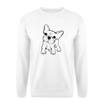 Französische Bulldogge - Unisex Pullover - Weiß - Vorne - Alina (178cm) & Michal (187cm)