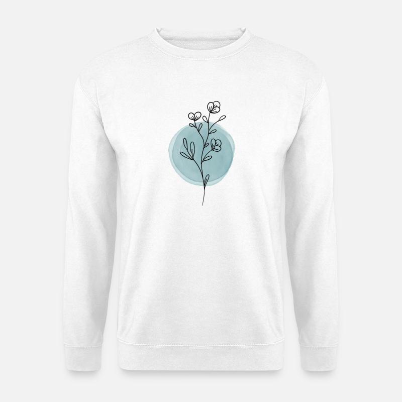 Blume Floral simple blau - Unisex Pullover - Weiß