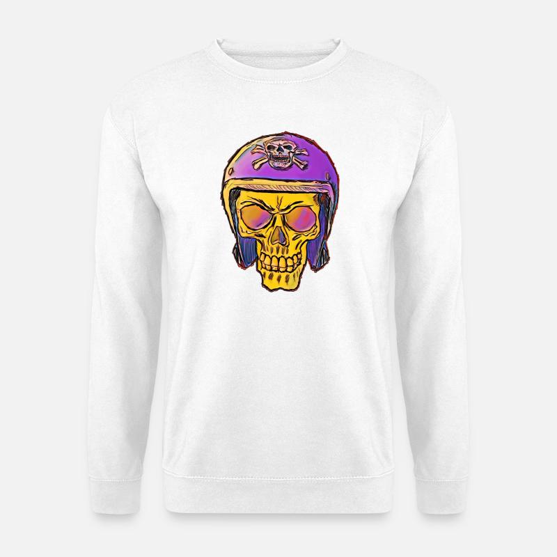 Totenkopf Mit Skullhelm - Unisex Pullover - Weiß