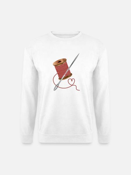 Aiguille et fil à coudre avec beaucoup d’amour - Sweat-shirt Unisexe - blanc