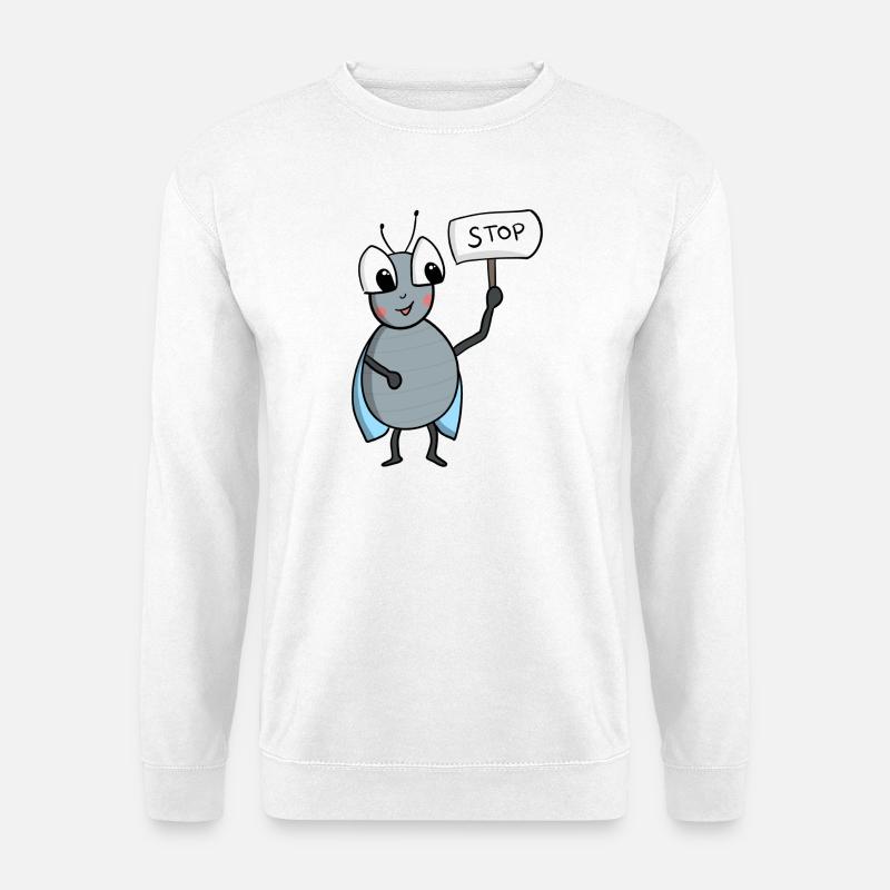 Fliege mit STOP Schild - Unisex Pullover - Weiß