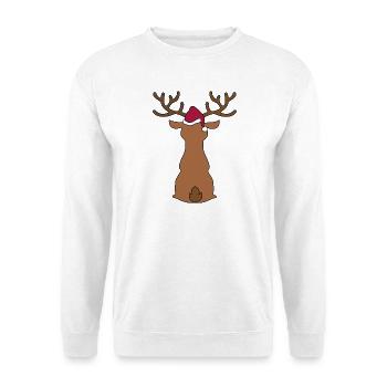 Lustiger Elch zu Weihnachten - Unisex Pullover - Weiß - Vorne