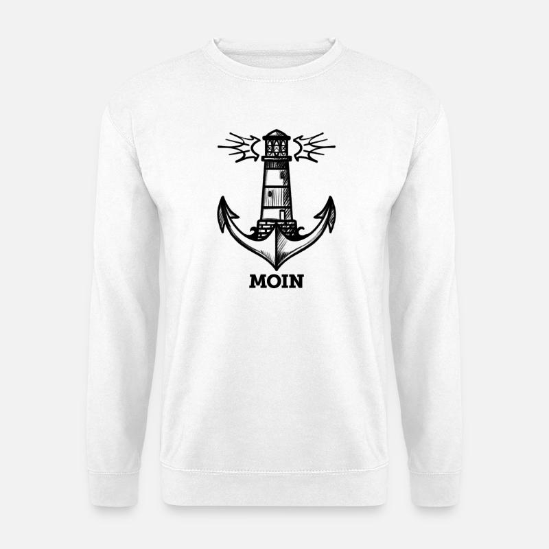 Moin (Leuchtturm/Anker) - Unisex Pullover - Weiß