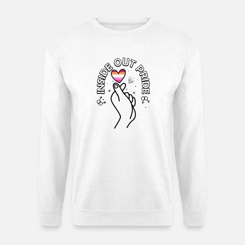 Stripped Pride Heart on Black - Unisex Sweatshirt - white