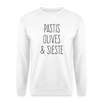 Pastis olives et sieste - Humour Sud - Sweat-shirt Unisexe - blanc - Devant