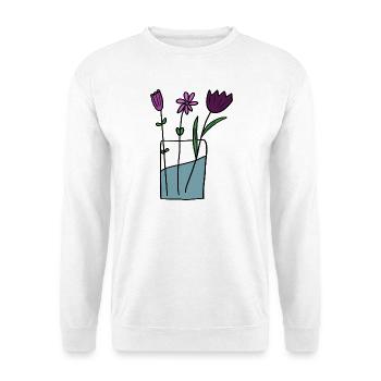 Blumen im Tontopf Design - Unisex Pullover - Weiß - Vorne