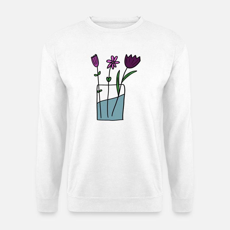 Blumen im Tontopf Design - Unisex Pullover - Weiß