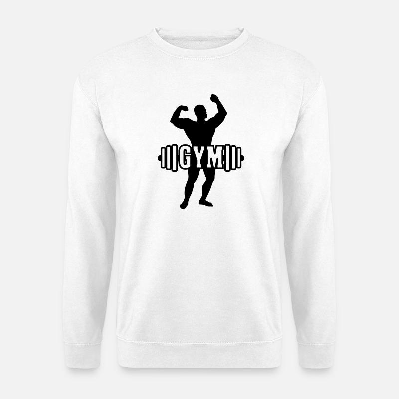 Bodybuilder Schattenbild Logo Fitnessstudio - Unisex Pullover - Weiß