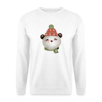 niedlicher Panda Bär mit Pudelmütze im Winter - Unisex Pullover - Weiß - Vorne