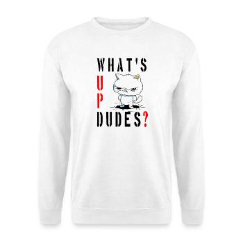 whats up dudes? Angry Cat - Unisex Pullover - Weiß - Vorne