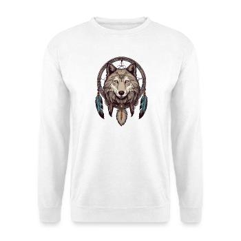 Traumfänger mit Wolf - Unisex Pullover - Weiß - Vorne