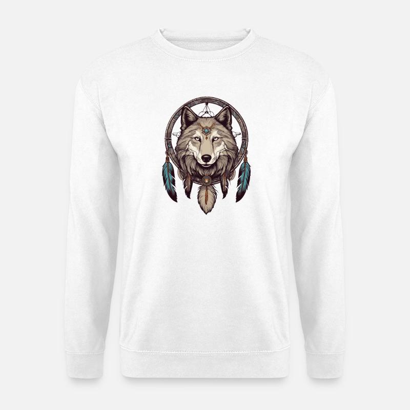 Dream catcher with wolf - Unisex Sweatshirt - white
