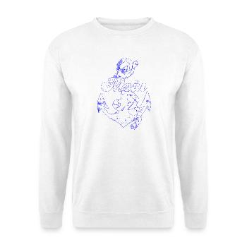 Moin mit Anker Vintage Design - Unisex Pullover - Weiß - Vorne