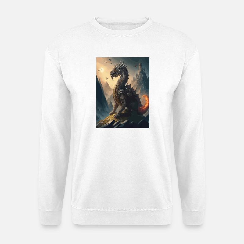 Drachenkrieger Schwarzrot Illustration - Unisex Pullover - Weiß