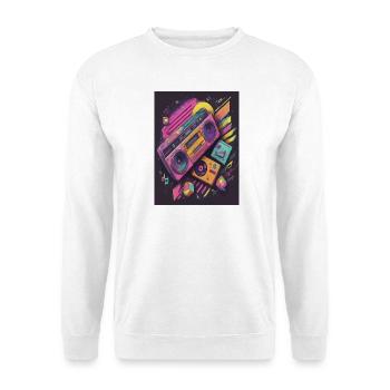 Kosmischer Boombox Retro Flug durchs All - Unisex Pullover - Weiß - Vorne