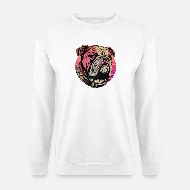 Stilvoller Bulldoggen-Kunstdruck - Unisex Pullover - Weiß