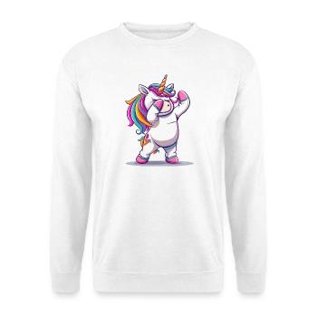 Regenbogen Dab Einhorn - Unisex Pullover - Weiß - Vorne