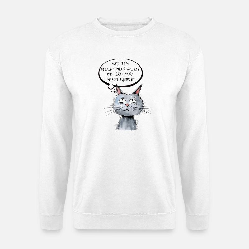Katzenkopf mit Denkblase - Cartoon Stil - Unisex Pullover - Weiß