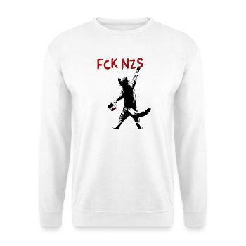 FCK NZS Cat Against Racism Street Art Style - Unisex Sweatshirt - white - Front