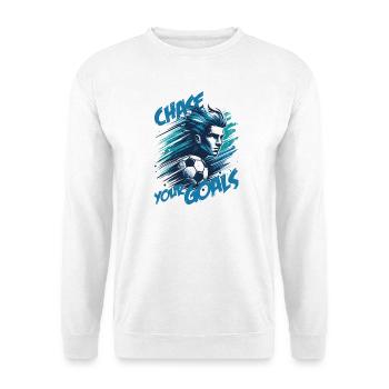 Künstlerische Fußballillustration: Verfolge deine Ziele! - Unisex Pullover - Weiß - Vorne