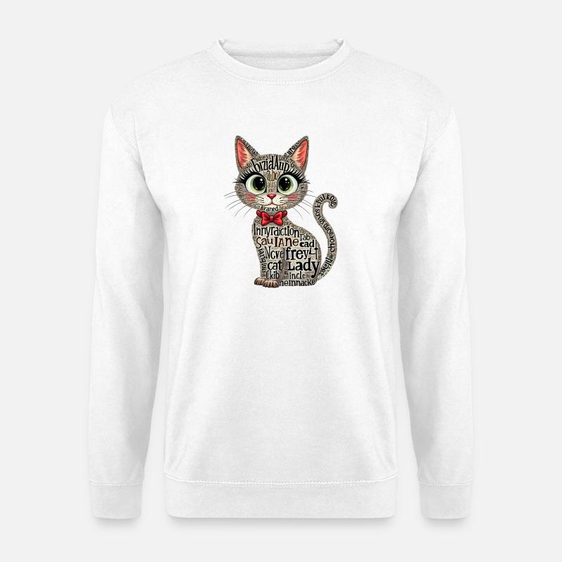 KATZENDAME, TEXTKUNST, TYPOGRAFIE - Unisex Pullover - Weiß