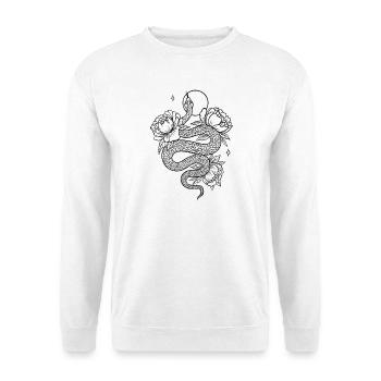 Schlange mit Pfingstrosen zum selber Ausmalen - Unisex Pullover - Weiß - Vorne