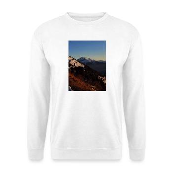 Sonnenuntergang über schneebedeckten Gipfeln - Unisex Pullover - Weiß - Vorne