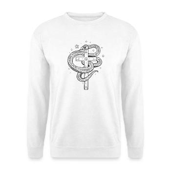 Serpent avec croix crucifix à colorier soi-même - Sweat-shirt Unisexe - blanc - Devant