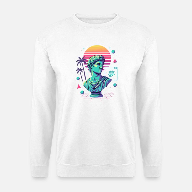 Vaporwave Ästhetik – Antike trifft Neon - Unisex Pullover - Weiß