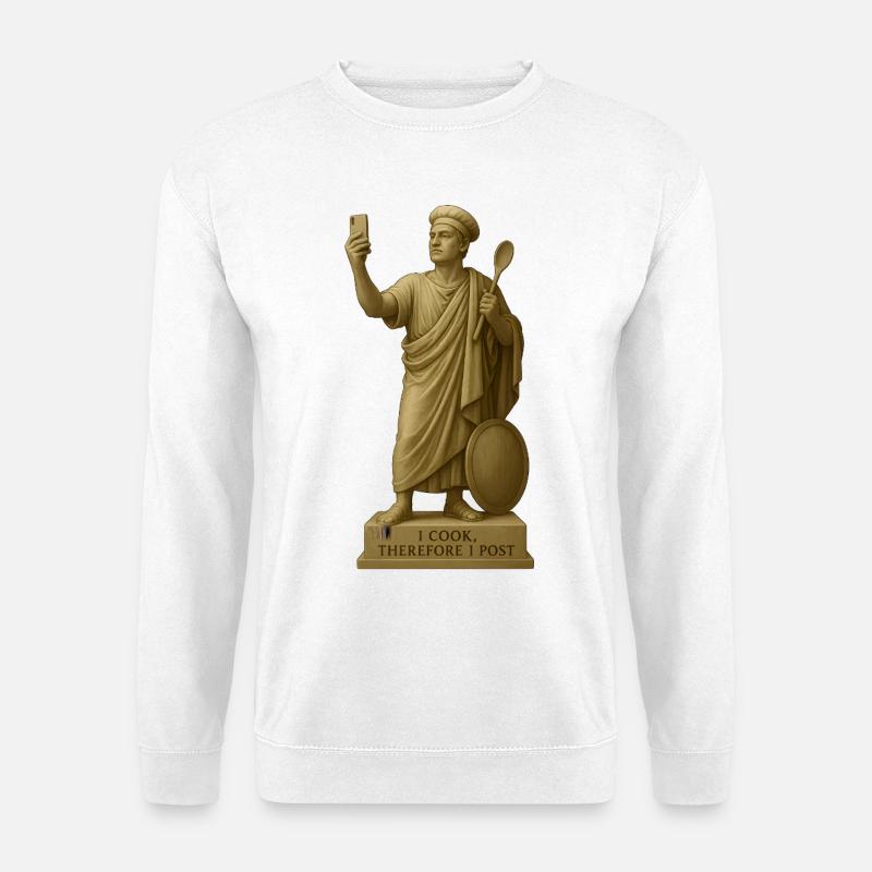 Antiker Kochstil mit Kochlöffel und Schild - Unisex Pullover - Weiß