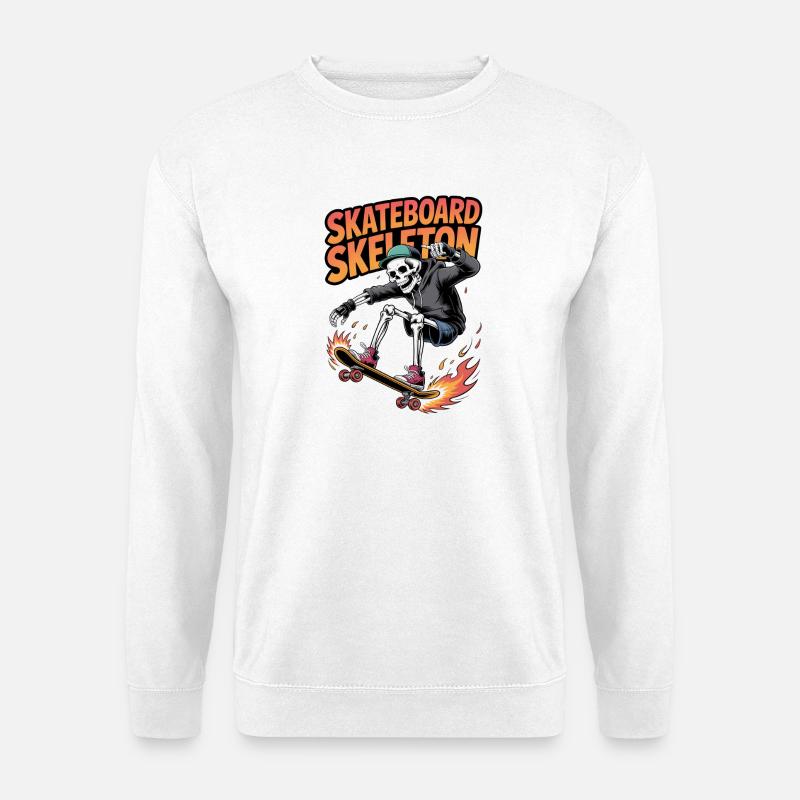 Skateboard Skeleton Dynamic Design - Unisex Sweatshirt - white