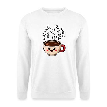 Verspielte Kaffeetasse mit Gesicht - Unisex Pullover - Weiß - Vorne