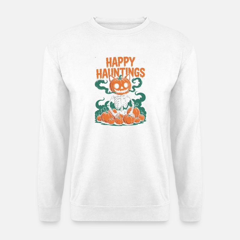 Spooky Jack-o'-Lantern Skeleton Halloween Design - Unisex Sweatshirt - white