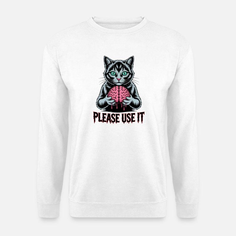 Zombie-Katze, bitte benutzen Sie sie - Unisex Pullover - Weiß